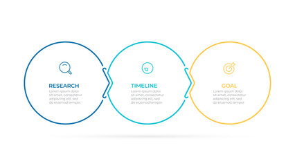 Vector thin line infographic design with 3 options. Can be used for presentation, info chart, business process steps.