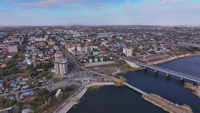 Panorama Of The City Of Kostanay In Kazakhstan, Aerial View