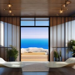 A living room with a big window and a view of the ocean2, Generative AI