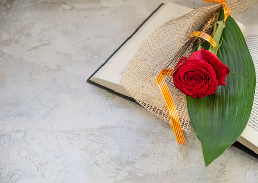 Rose and Book, traditional gift for Sant Jordi, the Saint Georges Day. It is Catalunya's version of Valentine's day