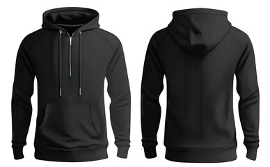 Black hooded sweatshirt mockup set cut out. Based on Generative AI