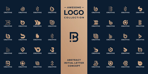 Mega collection initial letter B technology logo design idea. © Dendika