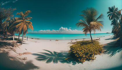 Fototapeta na wymiar Hammock on a tropical beach at sunset. generative ai