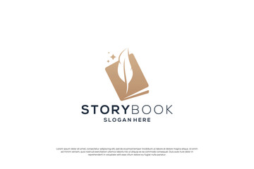 golden book story logo design inspiration