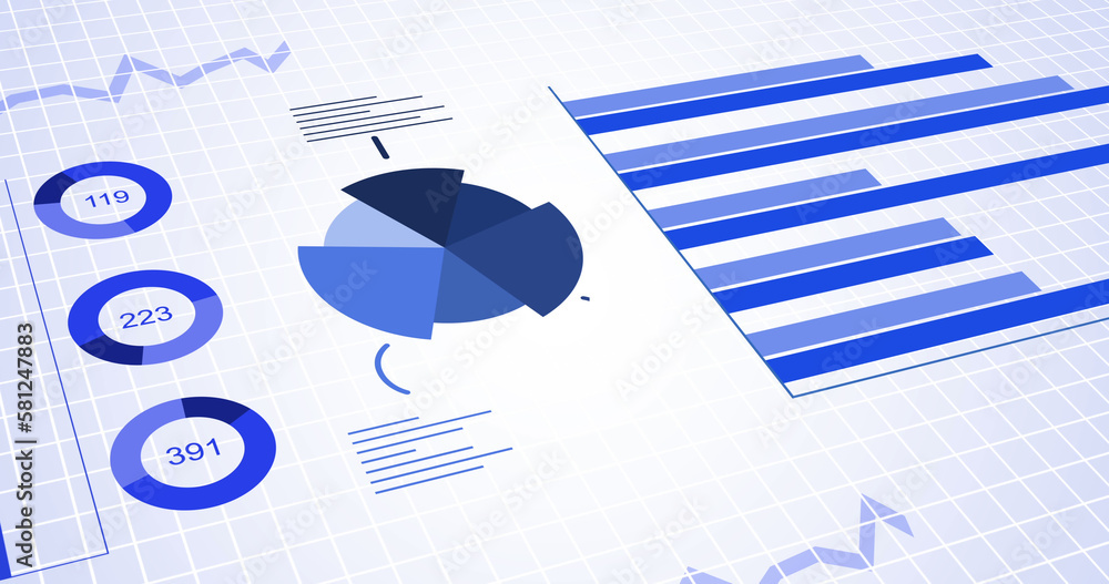 Aufkleber image of graphs, statistics and financial data processing