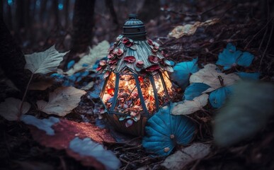Naklejka premium A lamp in the forest