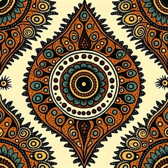 Fototapeta premium Seamless tribal pattern, drop shape painted in earthy colors