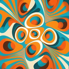 Trippy abstract illustration in orange and blue colors