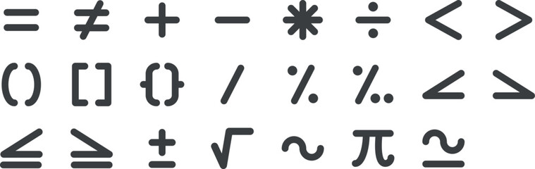 Math Symbols and Operators - Icons Set - obrazy, fototapety, plakaty