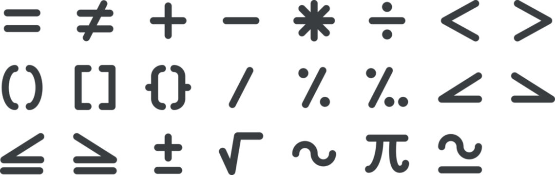 Math Symbols and Operators - Icons Set