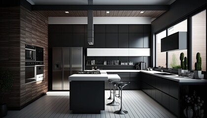 A sleek modern kitchen. generative ai