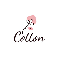 Fototapeta na wymiar vector illustration. cotton logo. flowers pink. flora and nature. plants branch. leaf. icon symbol or sign