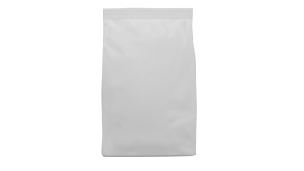 White paper blank package bag for food isolated on transparent background. Minimal concept. 3D render