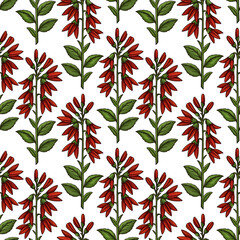 Floral vintage seamless pattern with flowers. Template design for textiles, wrapping paper, wallpaper, linens, stationery.clothes, interior, curtains, packaging. Flower bloom bouquet background.