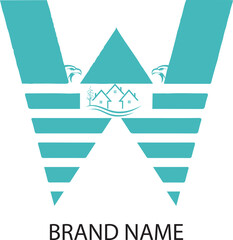 Extended letter W vector design