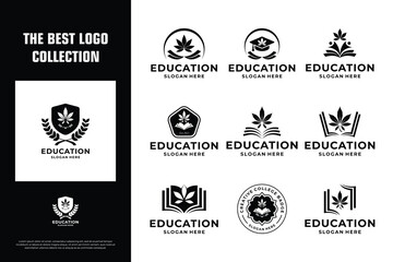 set of cannabis science logo design.