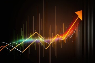 Fototapeta premium A financial chart with arrow moving up, straight lines Generative AI
