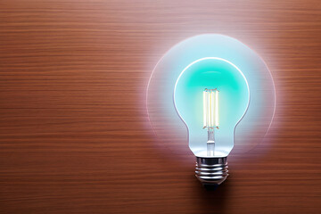 An E27 light bulb with a bright glow. Electrical, Illumination, Lighting concept created with generative AI.