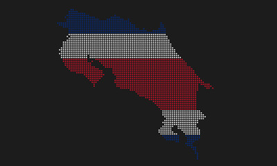 Fototapeta premium Costa Rica dotted map flag with grunge texture in mosaic dot style. Abstract pixel vector illustration of a country map with halftone effect for infographic.&nbsp;