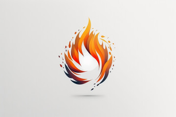 Minimalist abstract logo fire white backgroud