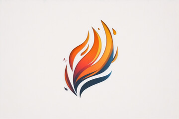 Minimalist abstract logo fire white backgroud