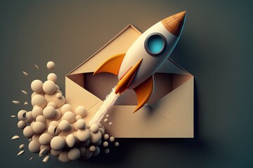 Rocket coming out of envelope, new startup concept, Generative AI




































