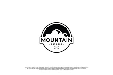 simple mountain emblem logo design