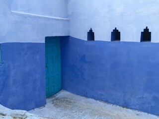 blue and white wall