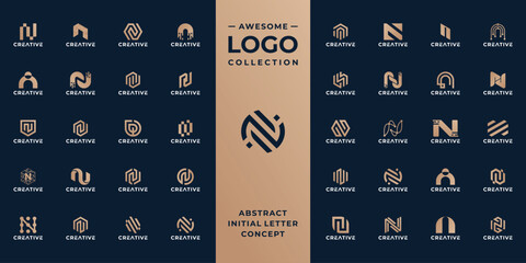 collection of initial letter N logo design template.