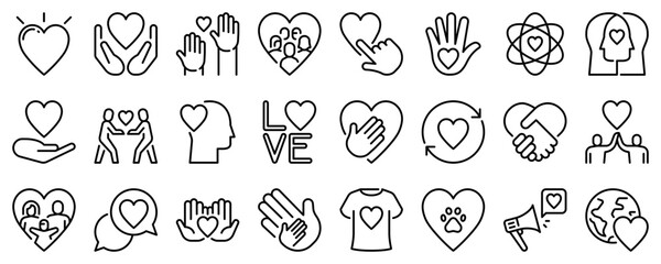 Line icons about love on transparent background with editable stroke. - 581254496