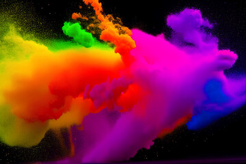Explosion of colored powder on black background
