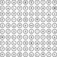 100 amusement icons set. Outline illustration of 100 amusement icons vector set isolated on white background