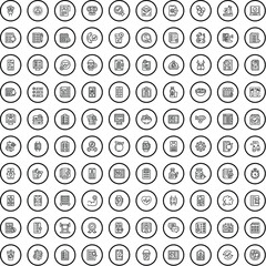 100 app icons set. Outline illustration of 100 app icons vector set isolated on white background