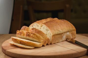 loaf of bread on a cutting board