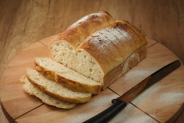 sliced bread on cutting board
