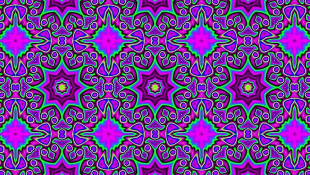 Scrolling Neon Color Kaleidoscope Visual Art Background Loop