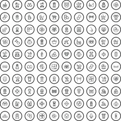 100 baby icons set. Outline illustration of 100 baby icons vector set isolated on white background