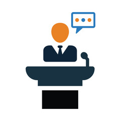 speaker, conference, speech, chat bubble, online business speaker icon