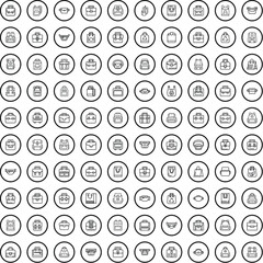 100 bag icons set. Outline illustration of 100 bag icons vector set isolated on white background