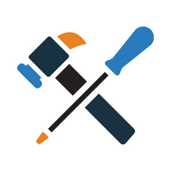 Hammer, screwdriver, work tools icon