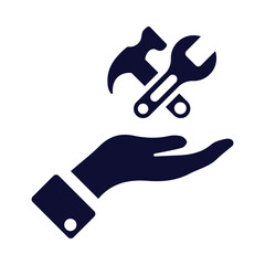 hammer, wrench, hand, work tools care icon