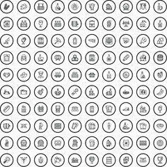 100 beer icons set. Outline illustration of 100 beer icons vector set isolated on white background