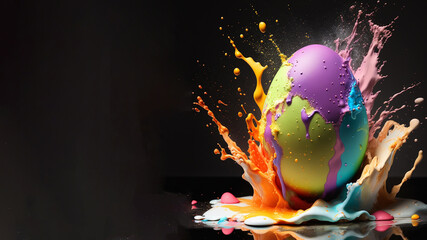 A High-Speed Photography Easter Egg Paint splatter "Egg-Splosion"  - Produced by Generative AI Technology
