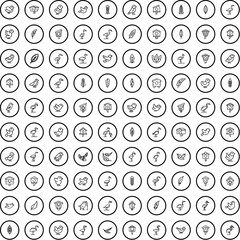 100 bird icons set. Outline illustration of 100 bird icons vector set isolated on white background