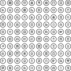 100 building icons set. Outline illustration of 100 building icons vector set isolated on white background