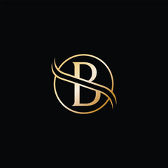 Minimal, elegant,  golden letter B