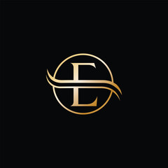 Minimal, elegant,  golden letter E