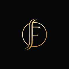 Minimal, elegant,  golden letter F