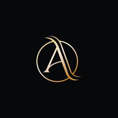 Minimal, elegant,  golden letter A