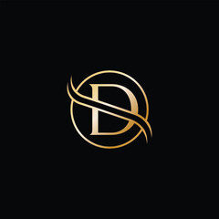 Minimal, elegant,  golden letter D